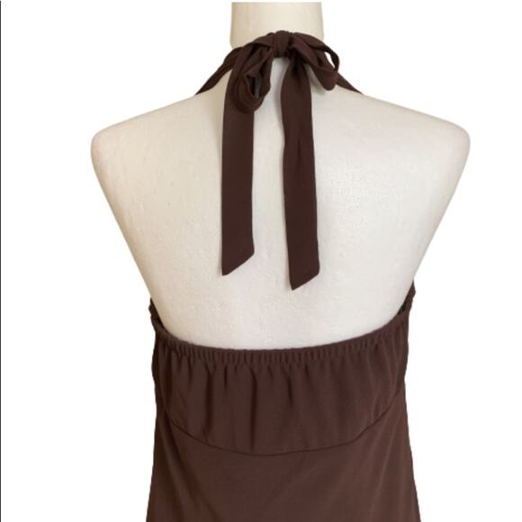Componix Dress Petite Brown Tiered Halter Chiffon Dressy Dress Size 12P - Picture 6 of 10